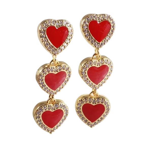 KATE SPADE • Red Take Heart Linear Earrings - Picture 5 of 6
